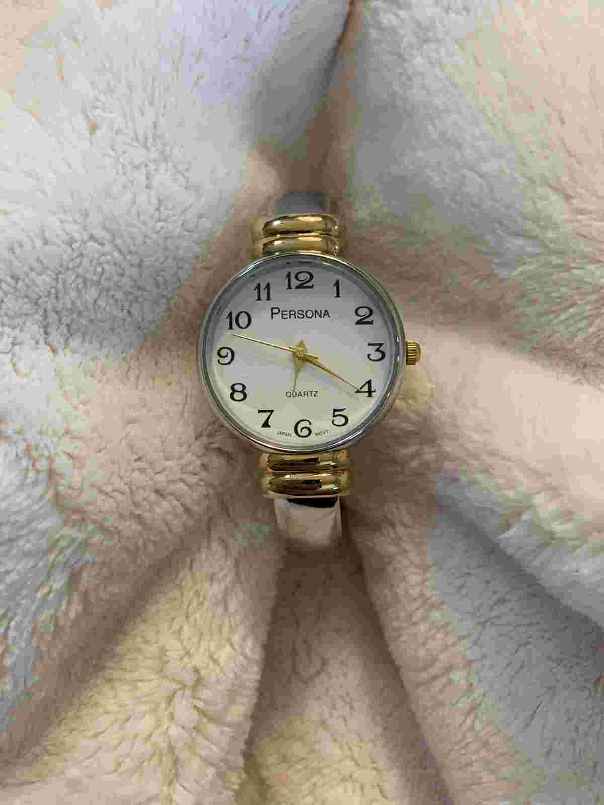 NEW Persona Silver Gold Two Tone Cuff Quartz Watch