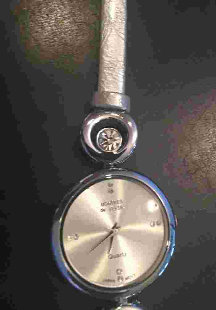 Womens Montres de Fleur Quartz Watch, Silver Tone with Rhinestone Accents