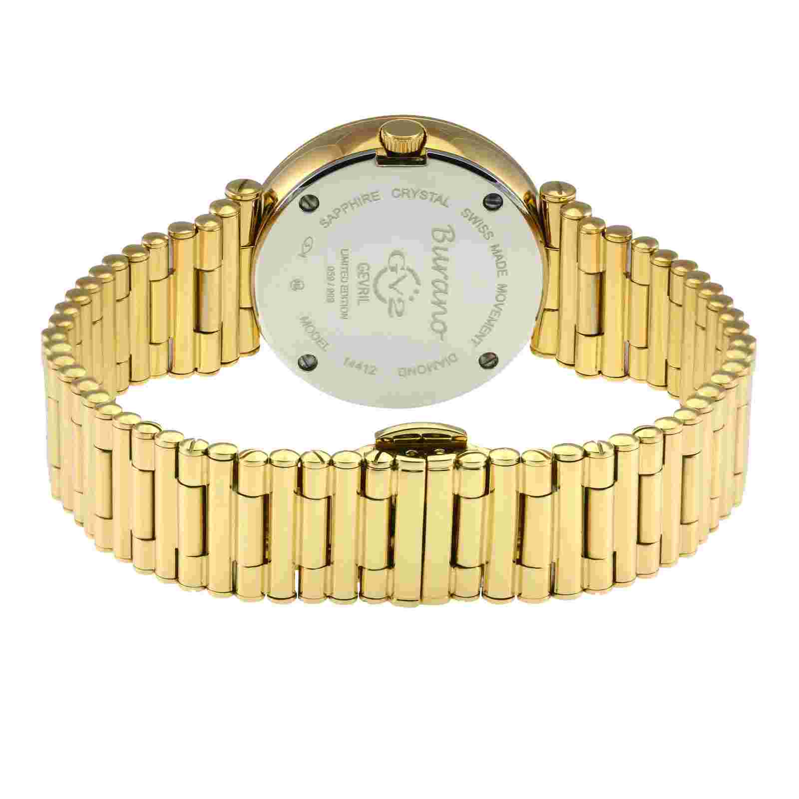Gv2 By Gevril Women's 14412B Burano MOP Dial Gold IP Stainless Steel Wristwatch
