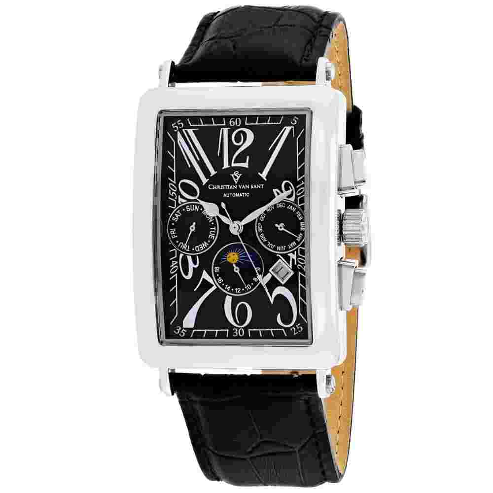 Christian Van Sant CV9130 Prodigy 52mm Men's Black Leather Watch