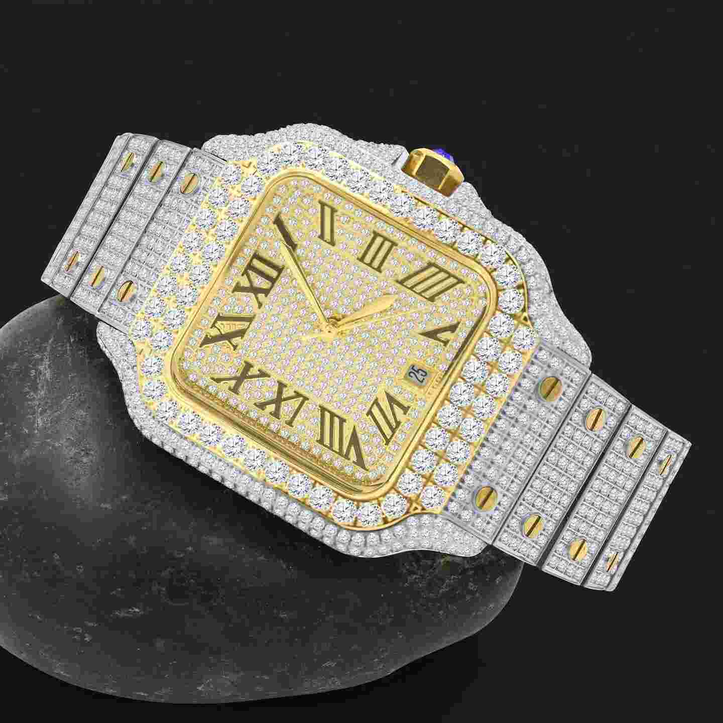 Iced Out D/VVS1 Moissanite Stainless Steel Buss Down Custom Luxury Men Watch