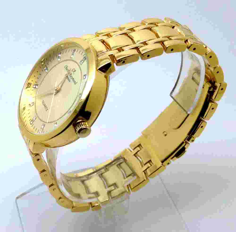 x103A Men's New Fashion Slim Wrist Watch Gold Strap Diamante Crystal Shiny Dial
