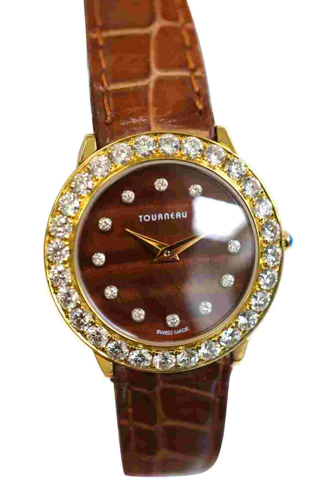 Tourneau Super Oro CA4138-BR Ladies Diamond 34 Grams 18K Yellow Gold Quartz 28MM