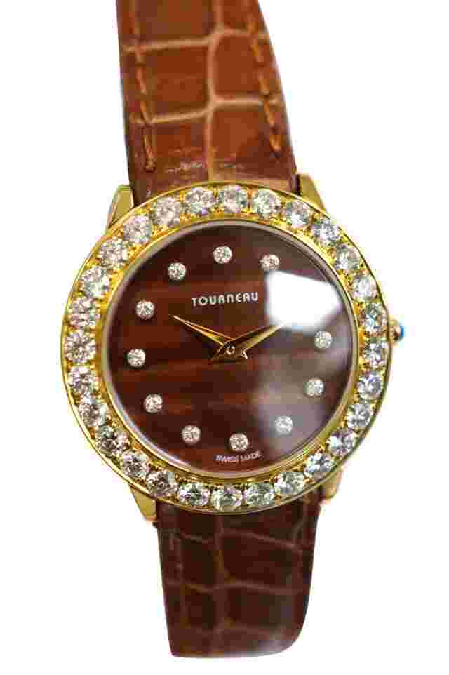 Tourneau Super Oro CA4138-BR Ladies Diamond 34 Grams 18K Yellow Gold Quartz 28MM
