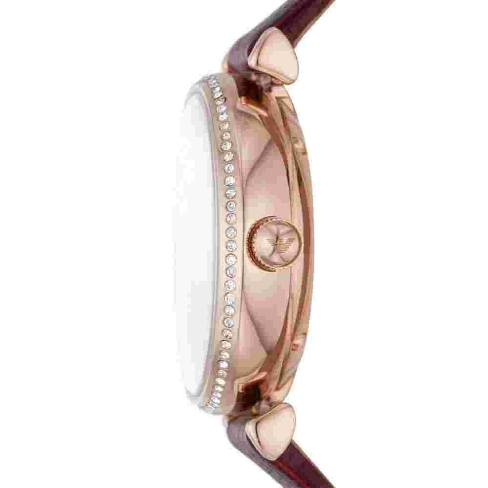 EMPORIO ARMANI AR60044 BURGUNDY LEATHER WOMEN WATCH