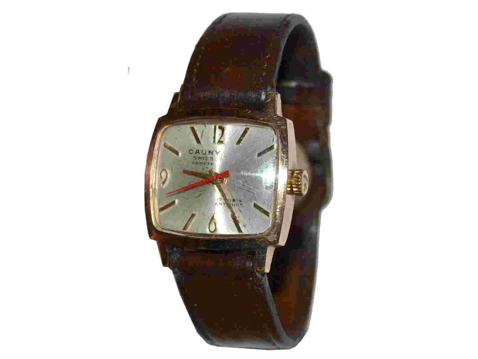 CAUNY Men's Swiss Made Watch in gold plate 10 microns years 50s CU01 T0G