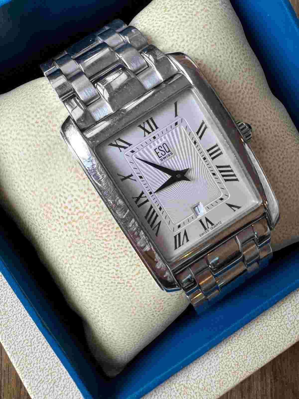 ESQ Swiss by Movado Men's Cartier Homage Silver Stainless Watch E5357