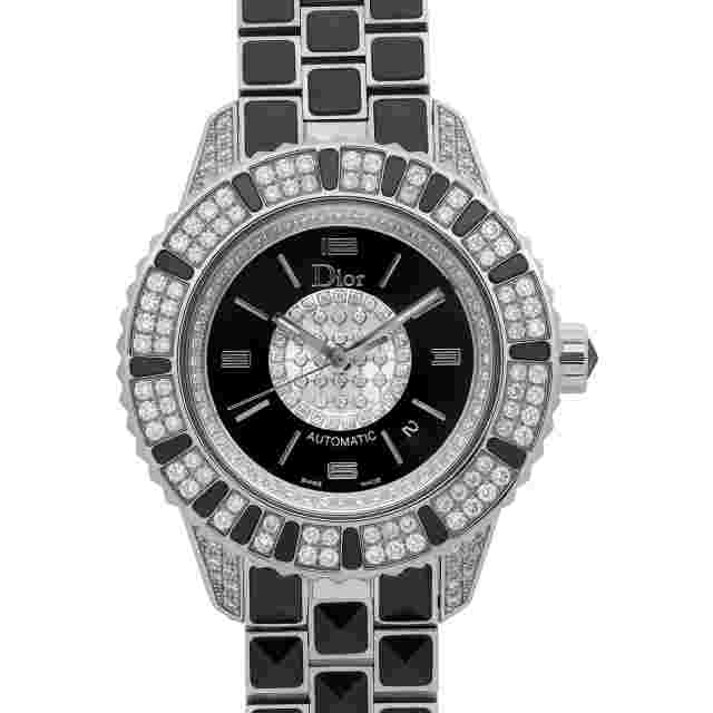 Dior Christal 33mm Steel Ceramic Diamond Black Dial Automatic Watch CD113513M001