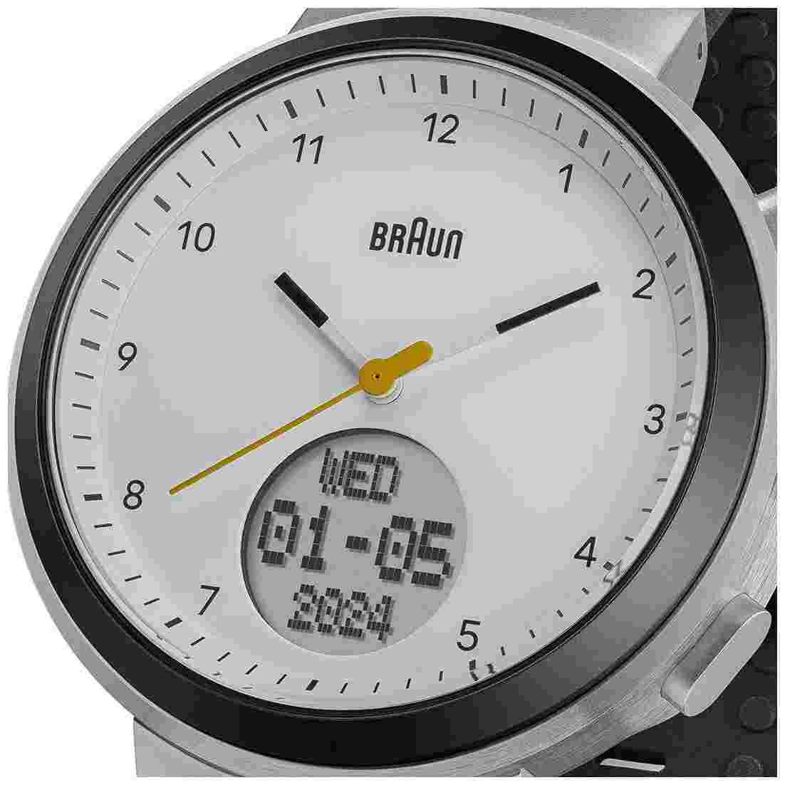 Braun Digital Smartwatch (45mm) White Hybrid Dial / Black Silicone BN0299PWHBKG