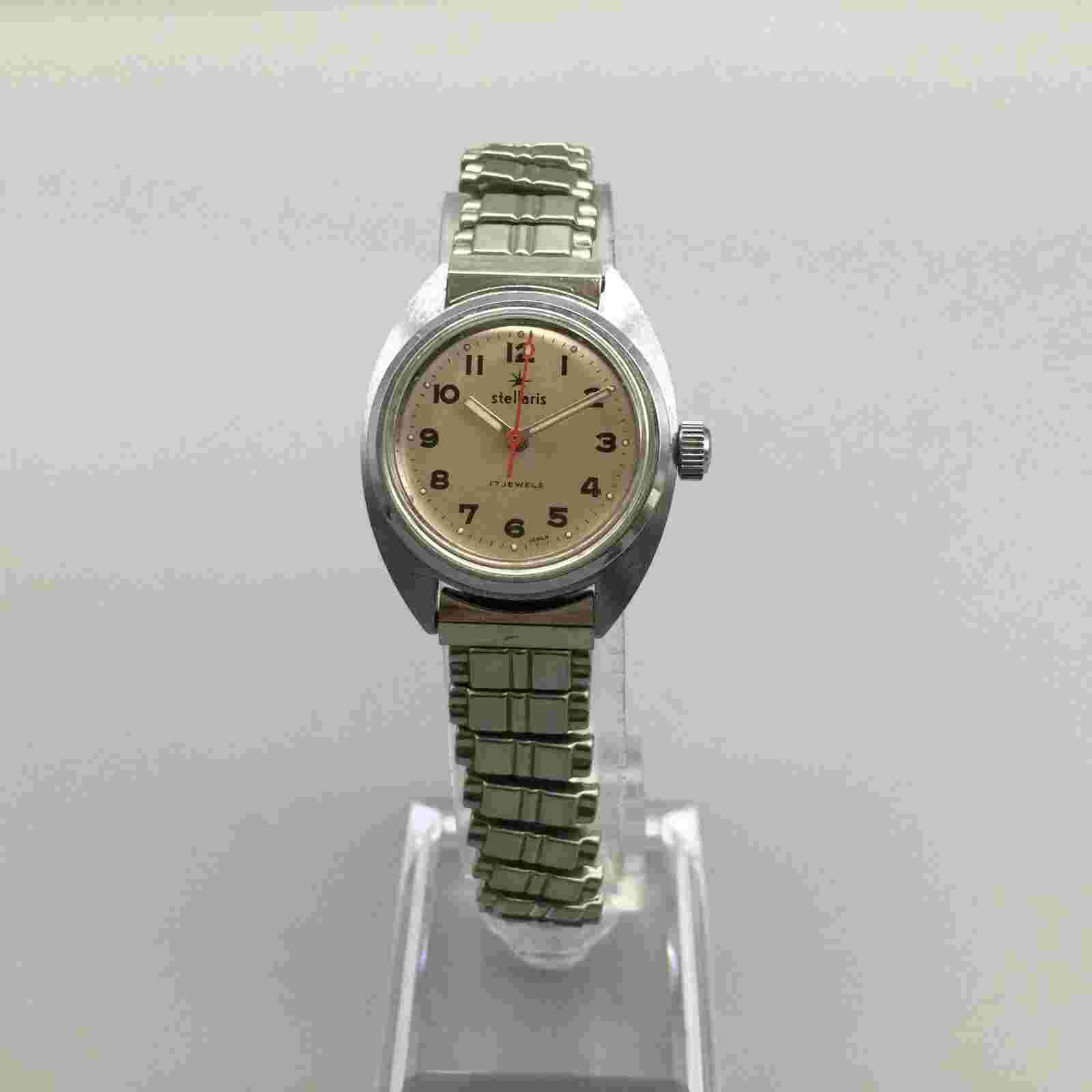 Vintage Stellaris Watch Women Silver Gold Two Tone 17 Jewels Manual Wind