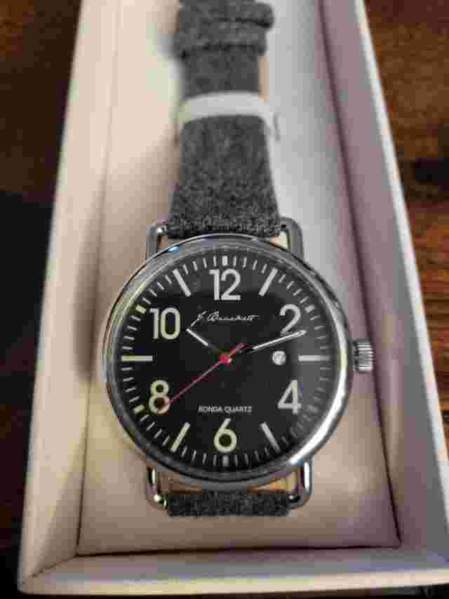 J. Brackett Watch 316l Stainless Steel White Face 43mm Wool Leather