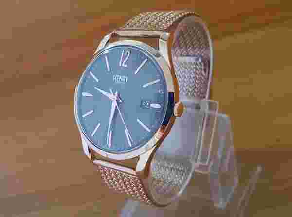 Mens Classic Henry London Heritage Finchley Rose-Gold Mesh Bracelet Analog Watch