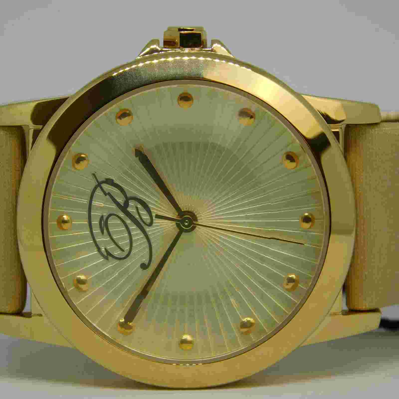 Blumarine Genuine Leather Gold Tone Case Quartz Analog Women's Watch New Battery