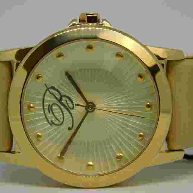 Blumarine Genuine Leather Gold Tone Case Quartz Analog Women's Watch New Battery