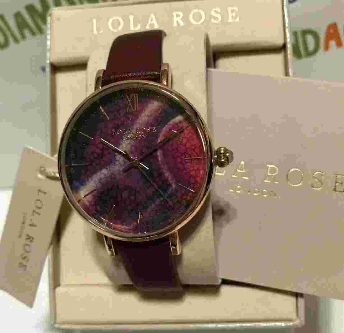 Lola Rose LR2020 Agate Magenta Leather Strap Watch - W0322