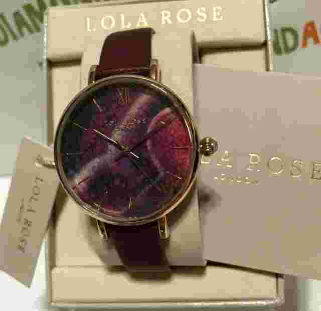 Lola Rose LR2020 Agate Magenta Leather Strap Watch - W0322
