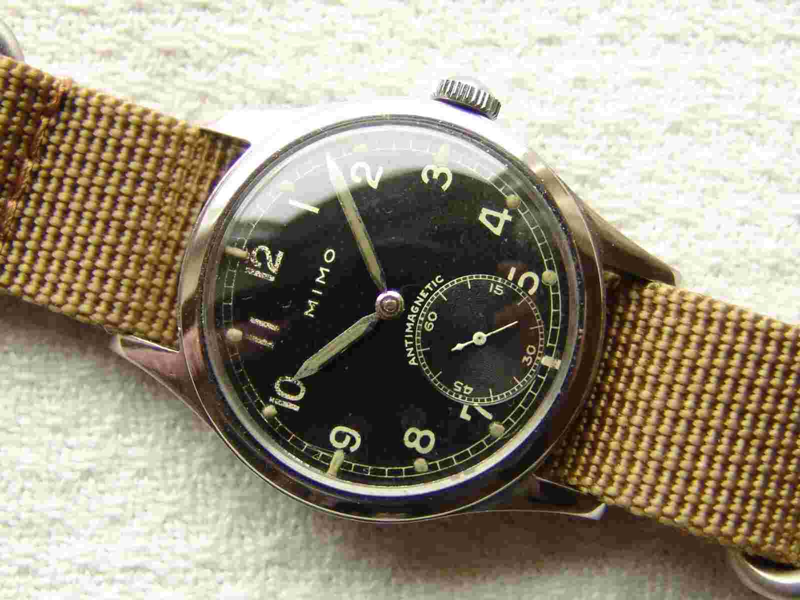35mm WWII period MEN'S MIMO GERMAN MILITARY steel WRISTWATCH good condition