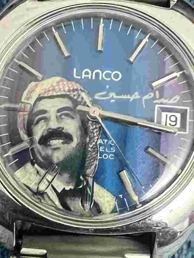Lanco  President  Big Pix Saddam Hussein Iraq  Watch Men Watch Blue Rare
