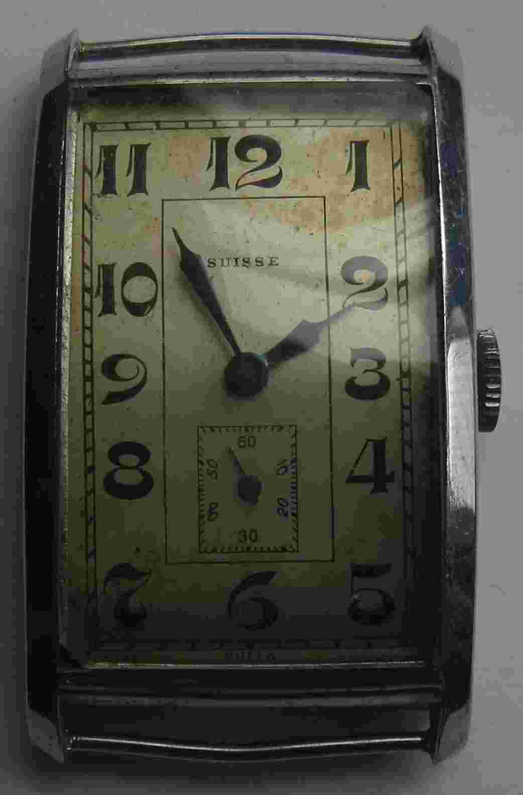 Suisse exaggerated numbers mens wristwatch nickel chromiun case load manual