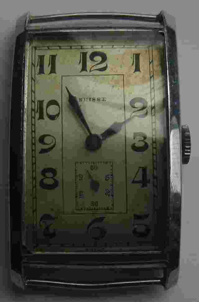 Suisse exaggerated numbers mens wristwatch nickel chromiun case load manual