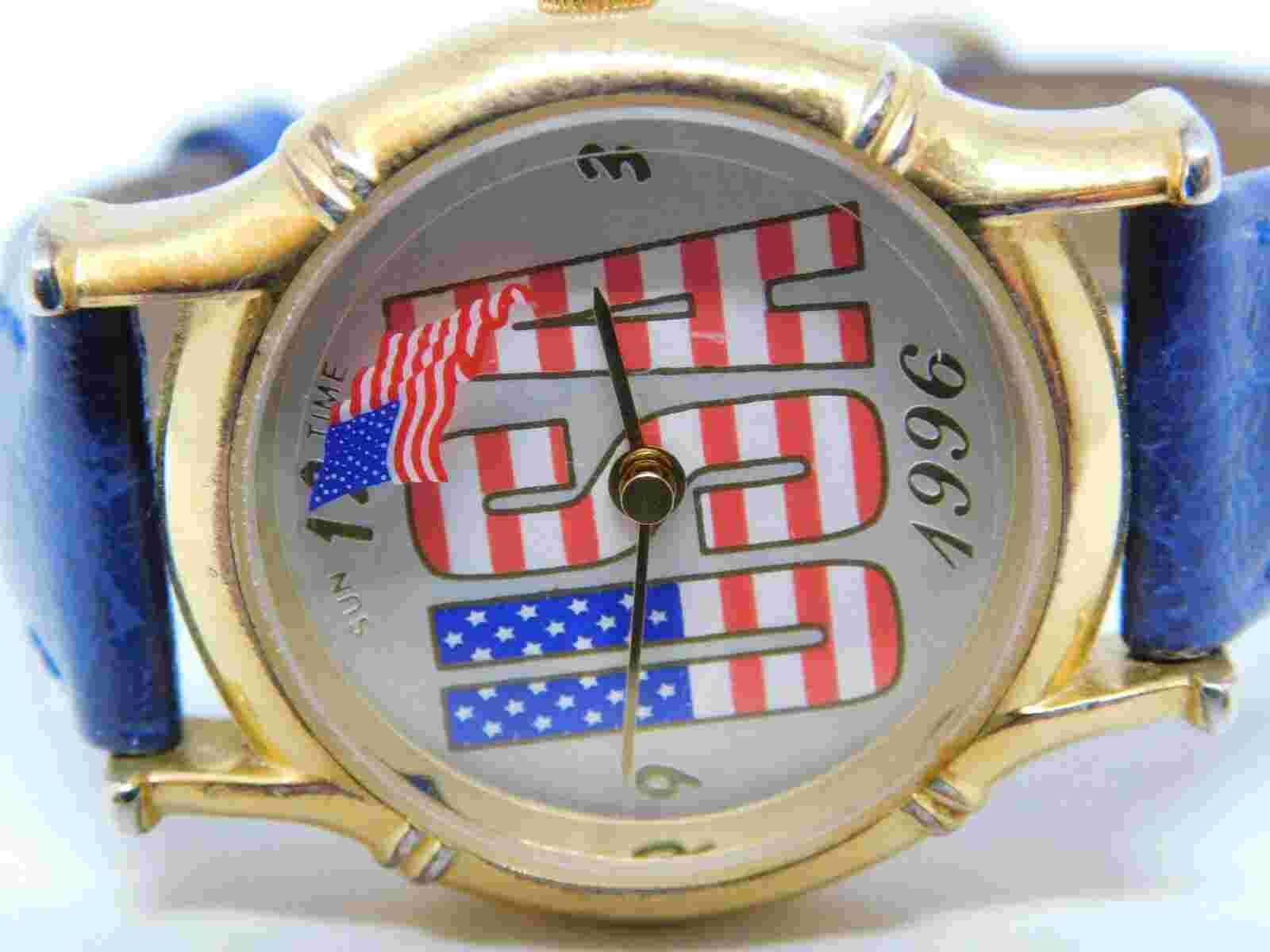 Sun Time 1996 USA Patriotic Quartz Analog Women's Watch New Battery