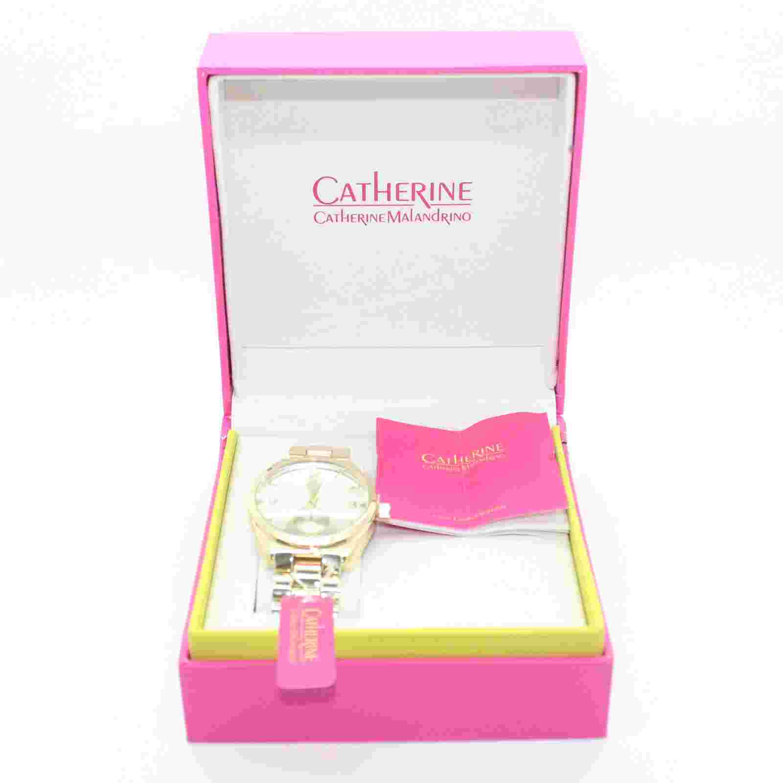 CATHERINE MALANDRINO Crystal Stainless Steel Gold Colour Bracelet Watch