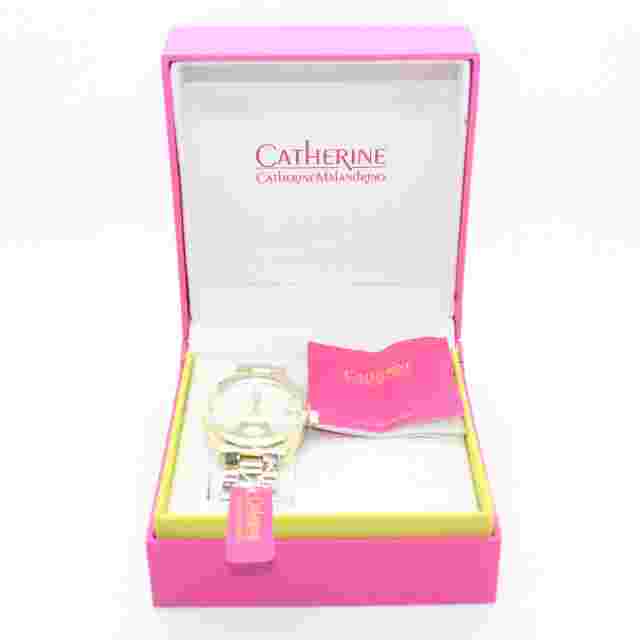CATHERINE MALANDRINO Crystal Stainless Steel Gold Colour Bracelet Watch