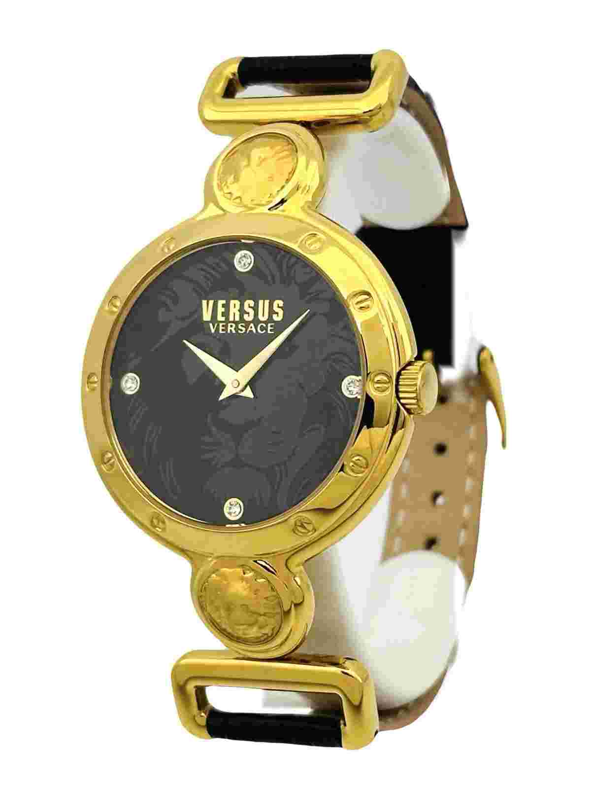 Versus by Versace SOL040015 SUNNYRIDGE Ladies RGGolden Black Leather Strap Watch