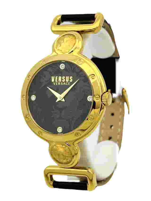 Versus by Versace SOL040015 SUNNYRIDGE Ladies RGGolden Black Leather Strap Watch