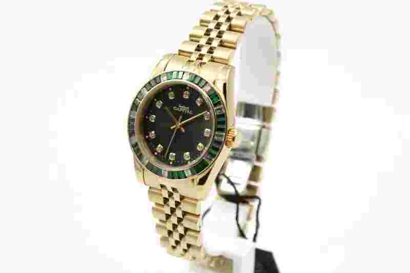 Watch Capital Women's Gold Bracelet Jubilè Zircons Green Elegant Made Italy
