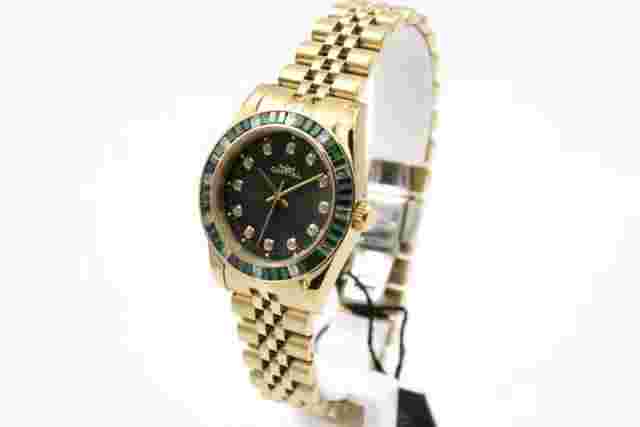 Watch Capital Women's Gold Bracelet Jubilè Zircons Green Elegant Made Italy