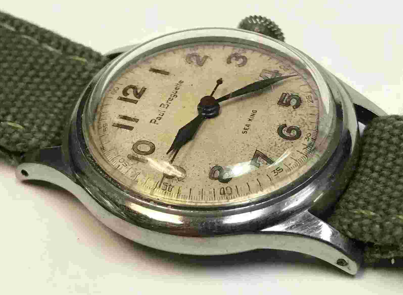 VINTAGE MENS PAUL BREGUETTE SEA KING MILITARY WRIST WATCH RUNNING