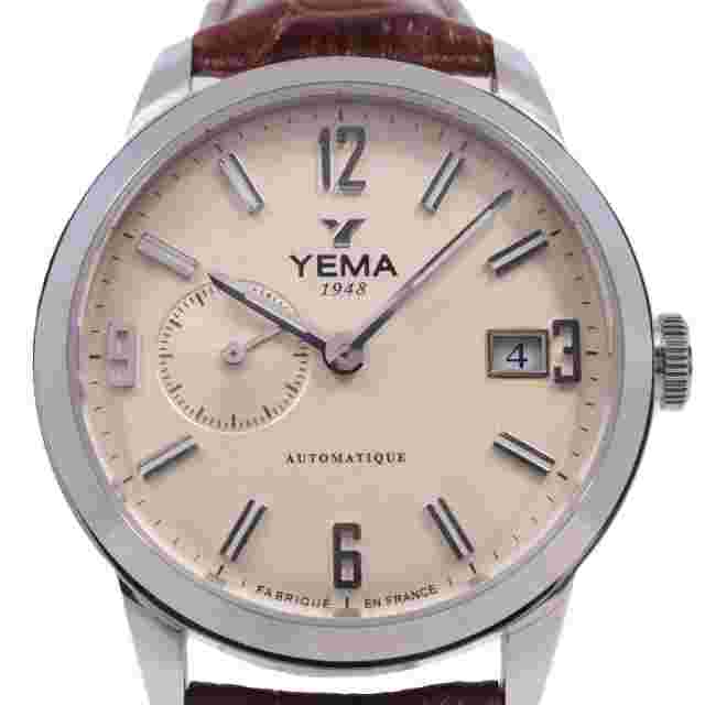 YEMA Automatic Watch Leather Strap Stainless Steel 36mm Men w/ Storage bag