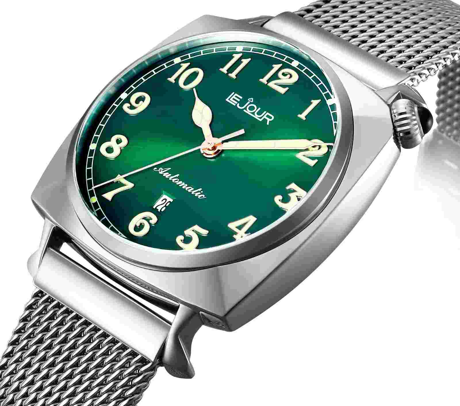 Le Jour Heritage Automatic Classic Watch Green Sunray. Authorised Dealer