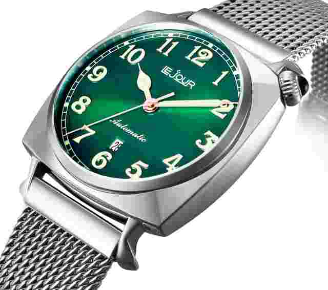 Le Jour Heritage Automatic Classic Watch Green Sunray. Authorised Dealer