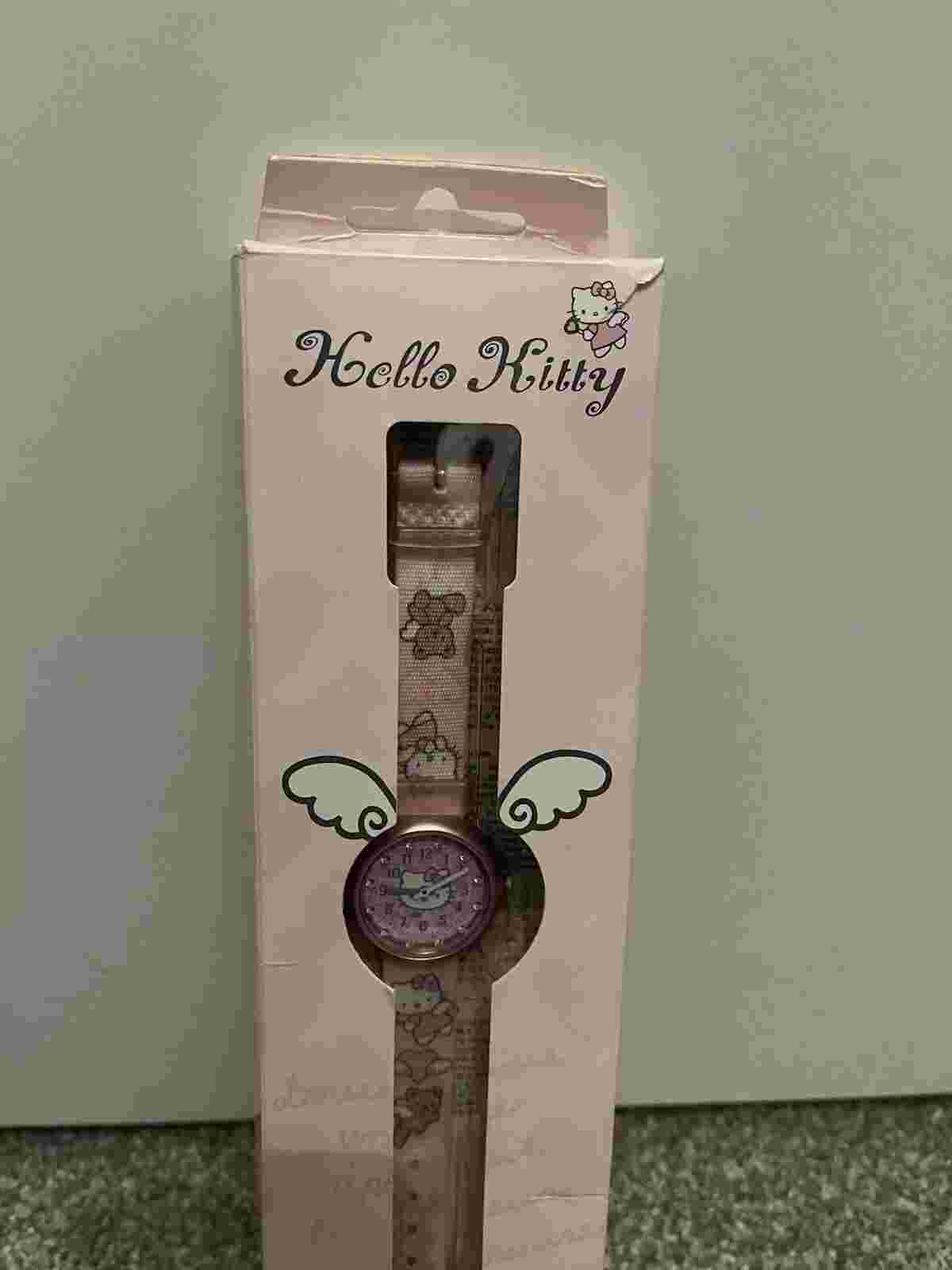 Hello Kitty Flik Flak Watch Girls Women’s Pink Teddy Print BNIB New Collectors
