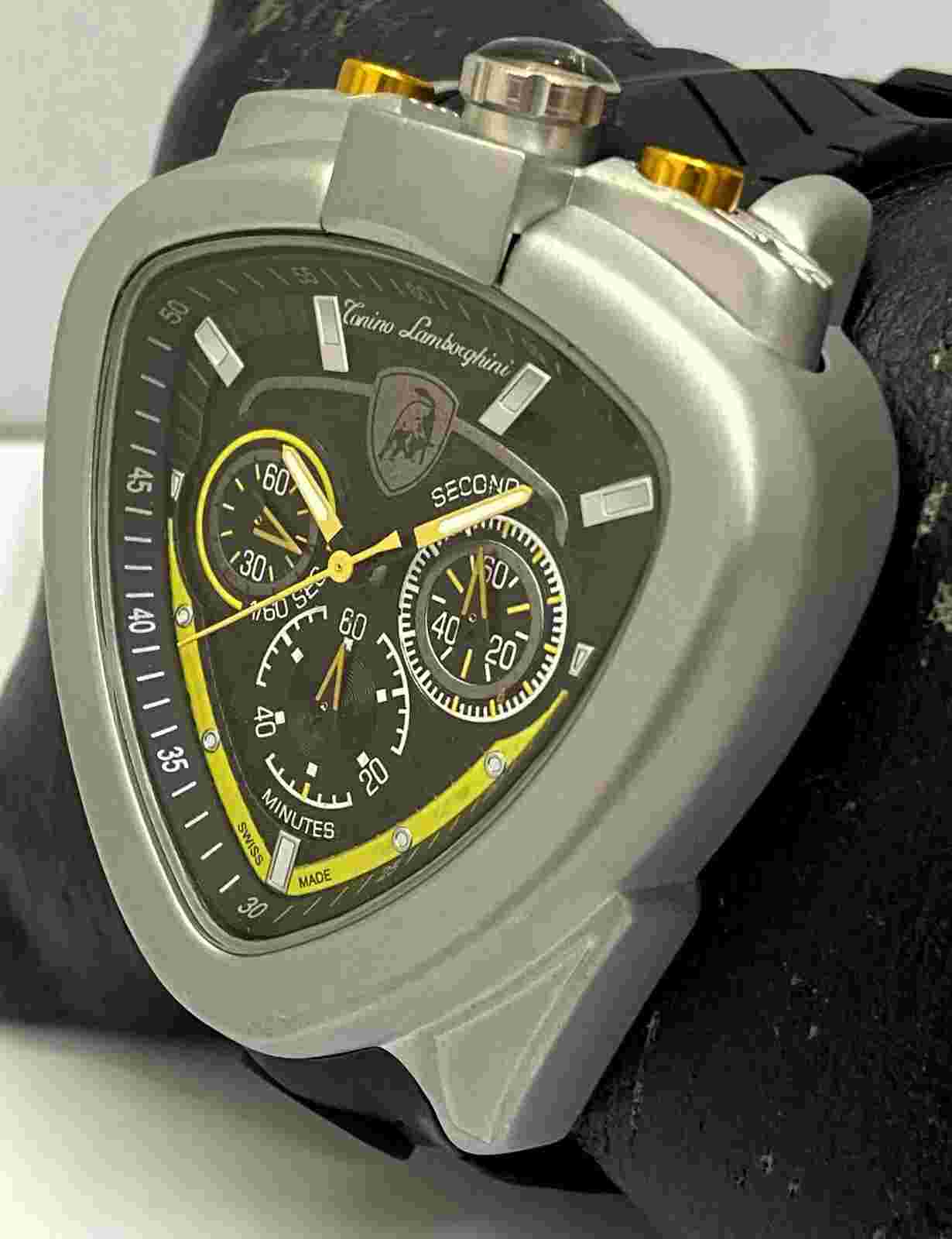For Sale Lamborghini Chronogaph Quartz Date Indictor Black Dial Man Wrist Watch