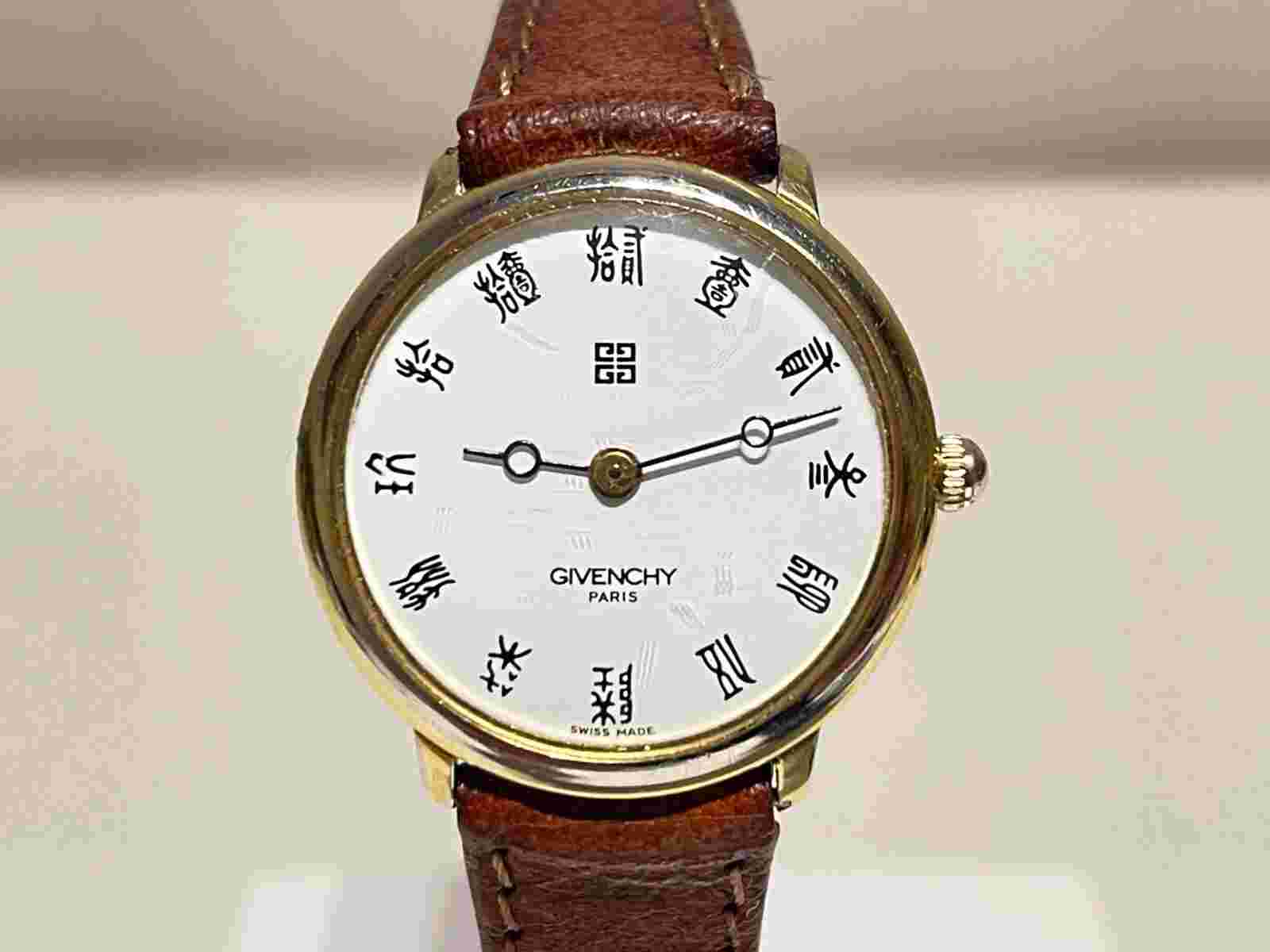 VINTAGE LUXURY SWISS GOLD PLATED LADIES QUARTZ  WATCH "GIVENCHY" CHINESE NUMBERS