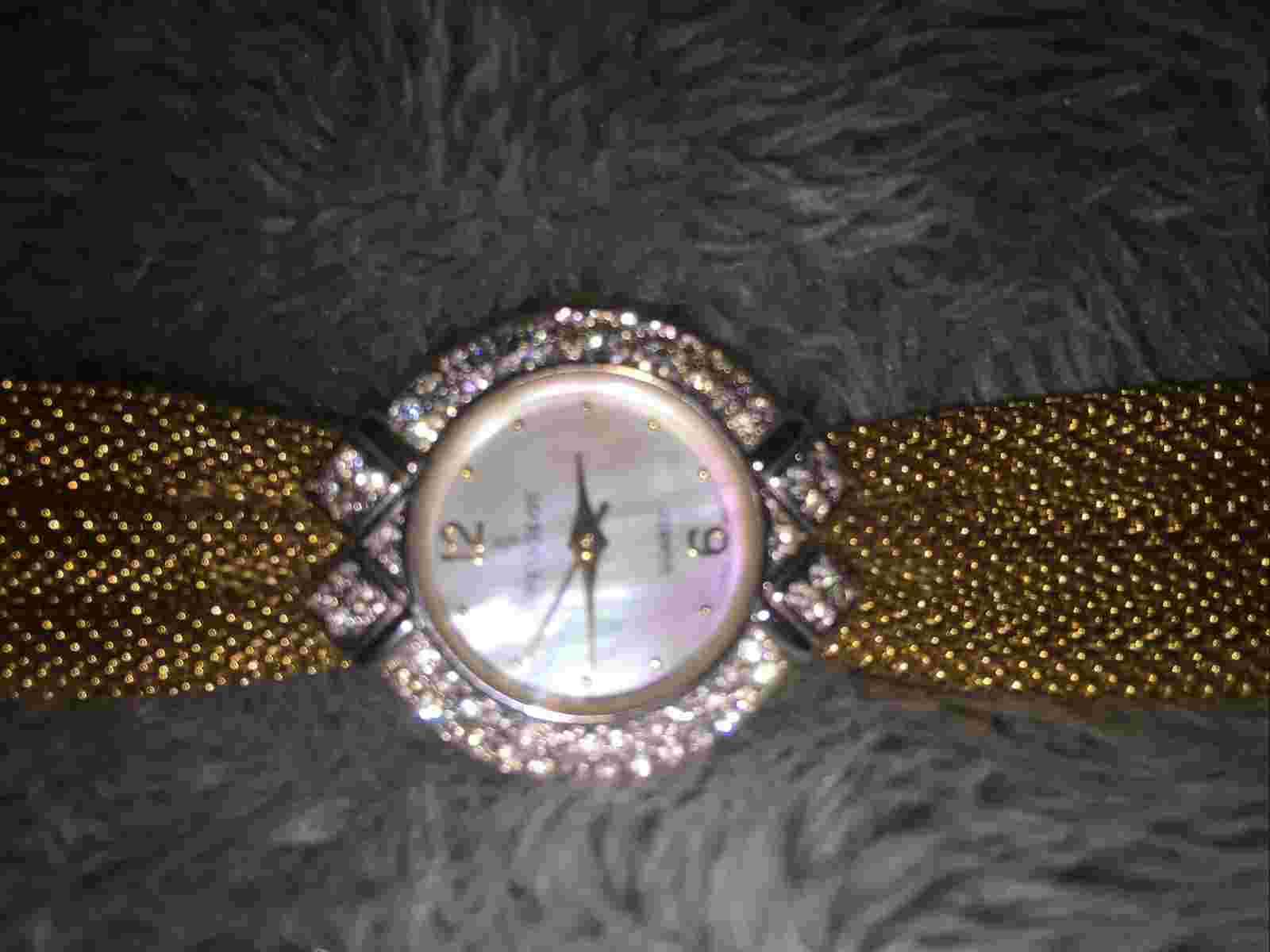 Peugot Ladies Cocktail Watch Goldtone Mesh Ribbon Shaped