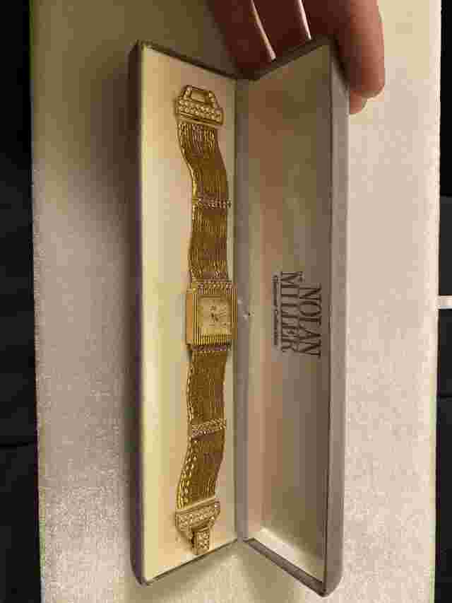 Nolan Miller Glamour Collection Gold Tone & Stones Watch W/Paperwork Star Luster
