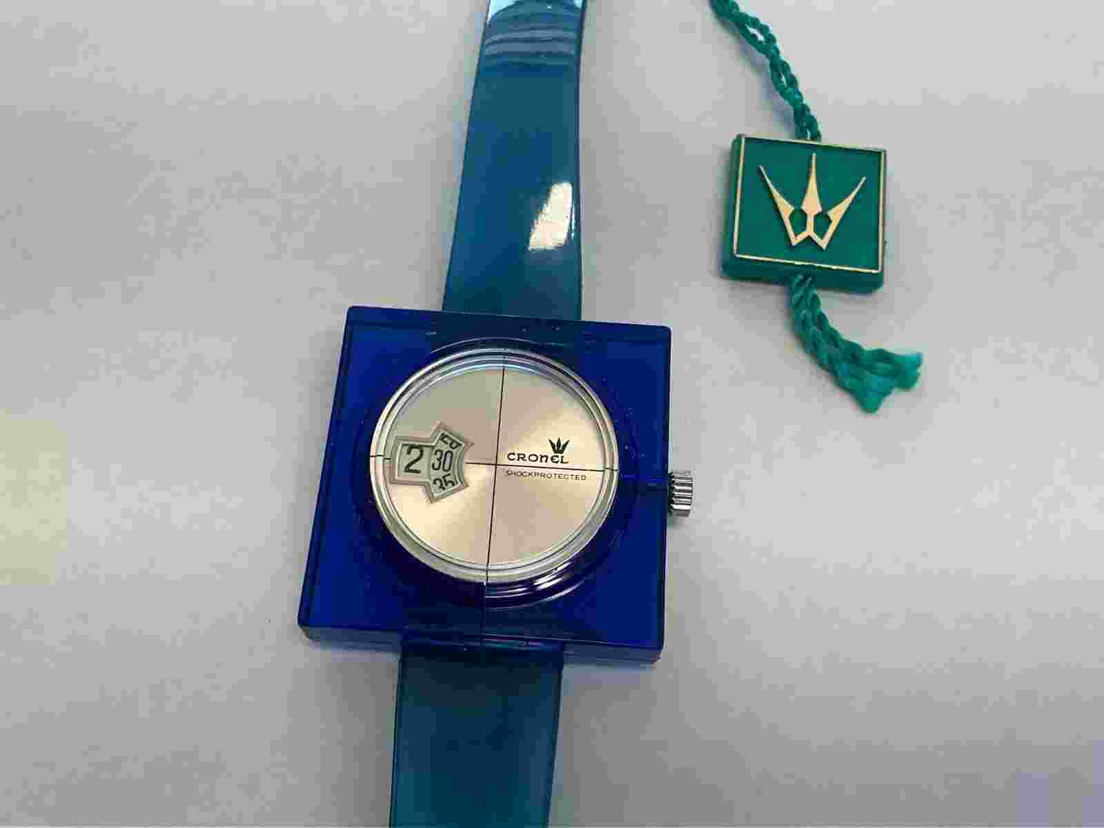 Vintage Cronel Analog Watch Jump Hour  Ladies Swiss 35mm Plastic Not Running