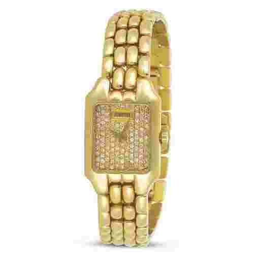 NOS 18k Gold JUVENIA Ladies watch Ref.11537 with Diamond Dial