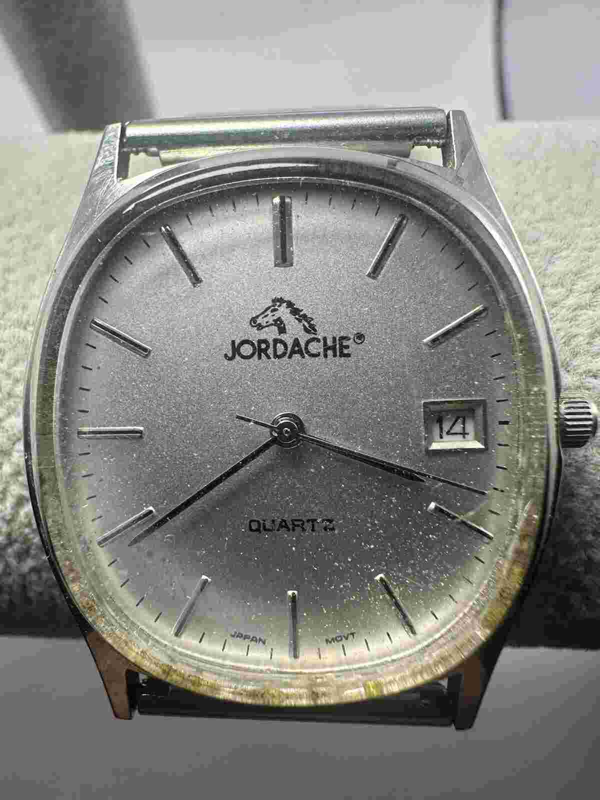 Jordache Watch 29810 Mens New Battery 32MM 8" Stainless Steel Band Silver Tone Q