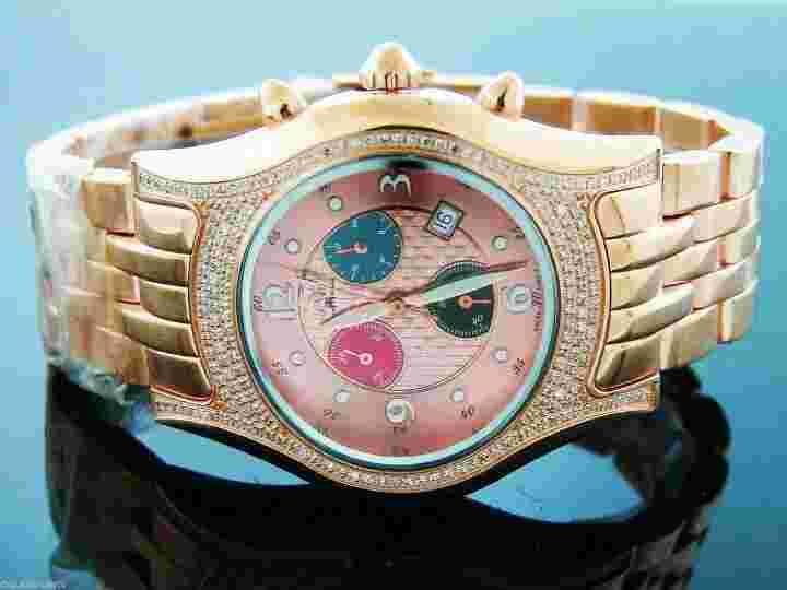 Unisex Techno Master swiss movt Rose-tone 1.50ct diamond watch