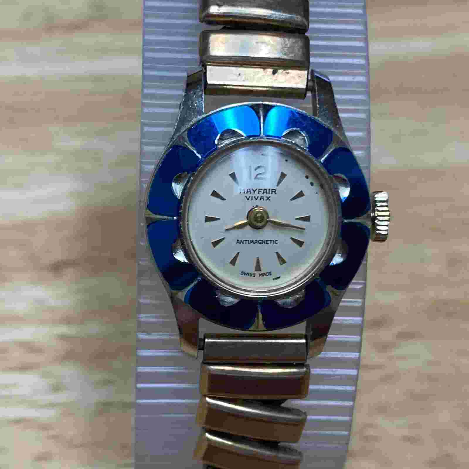 Vintage Mayfair VIVAX Lady  Aluminum Swiss Hand-Wind Mechanical Watch~Run & Stop