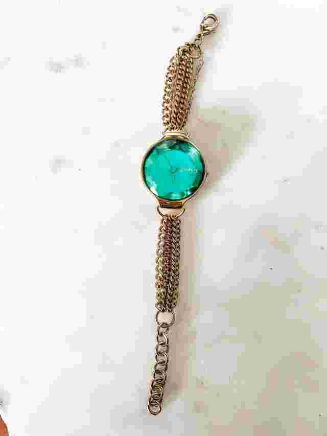 Rumba Gold Emerald Green Orchard Gem Chain Watch