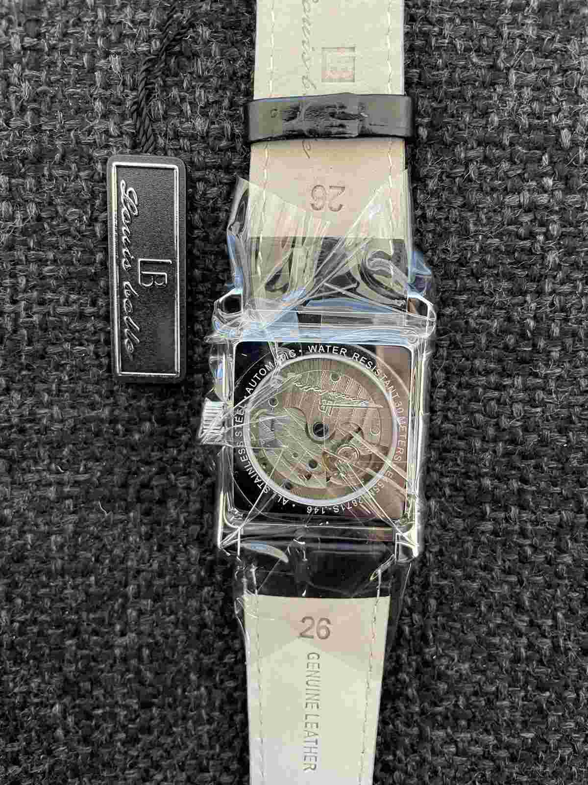 Louis Bolle Seward Automatic Multi-Function Analog Mens Watch Black Leather