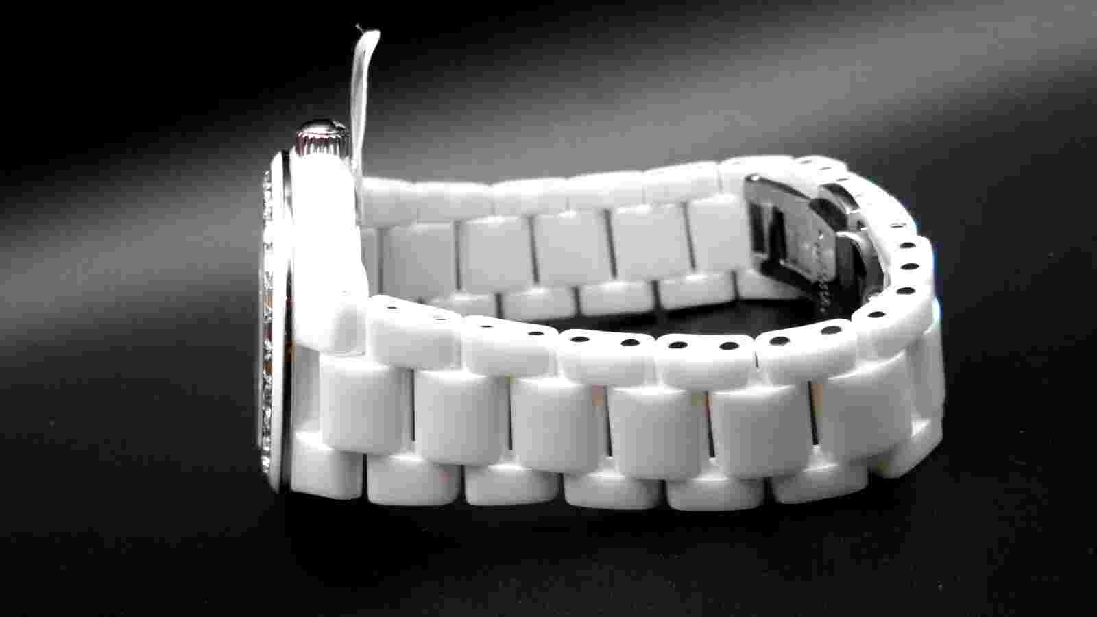 Anne Klein New York 12/2075WMWB White Ceramic Crystal Women's Watch $395 NEW