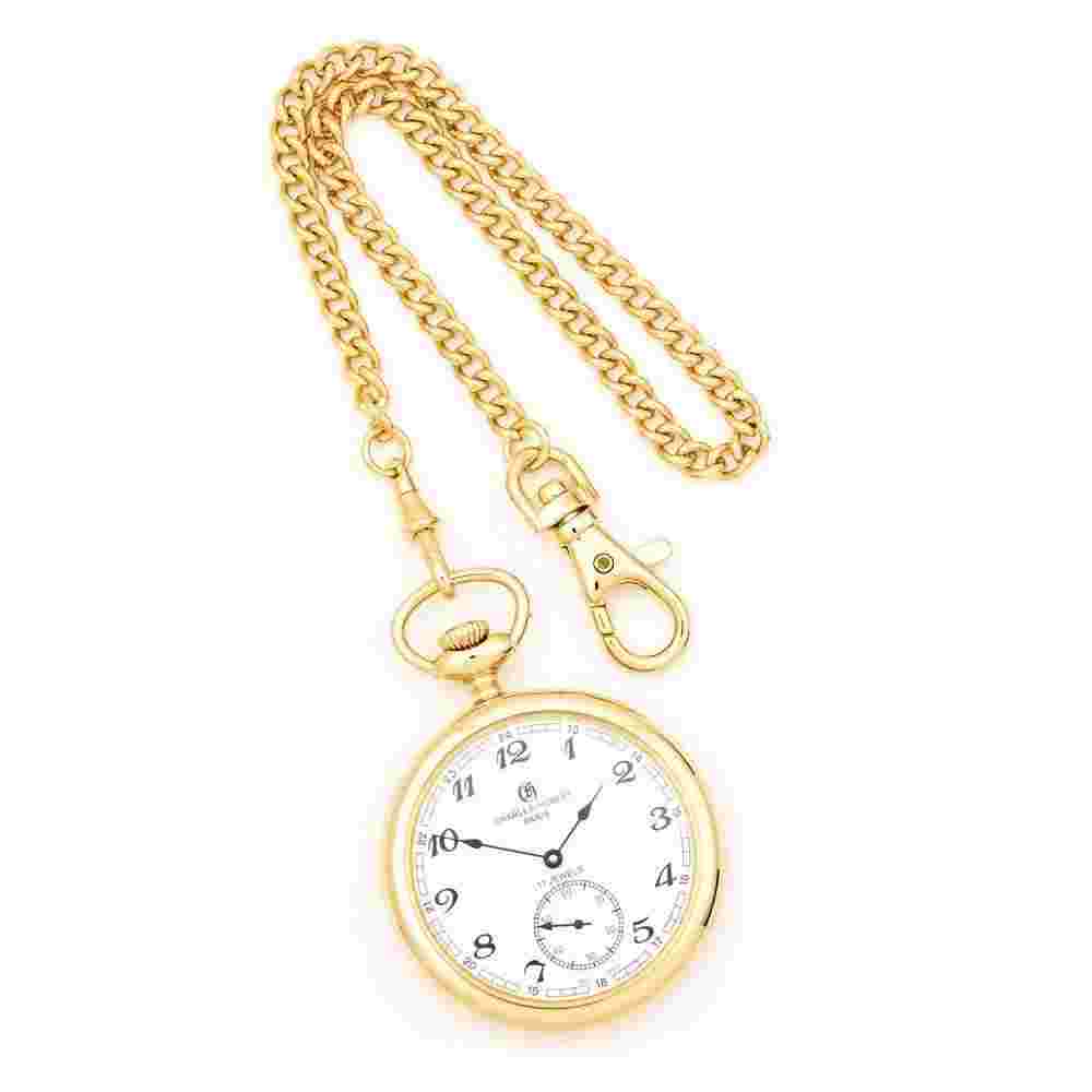 Charles Hubert IP-plated Stainless Open Face Pocket Watch
