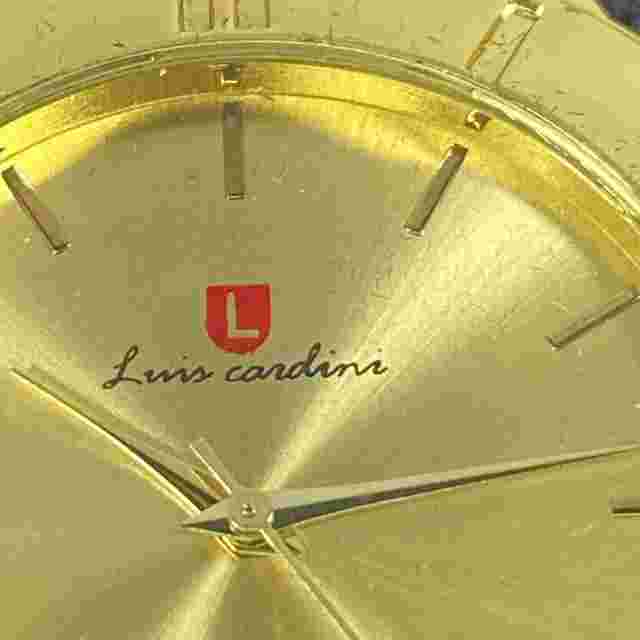 Luis Cardini Gold Tone Mens Analog Quartz Wristwatch Water Resistant As-Is